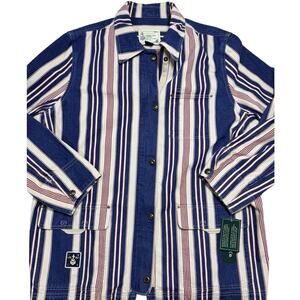 Vtg Lauren Ralph Lauren Chore Jacket NWT Cotton Railroad Stripe Coastal Sz 3X